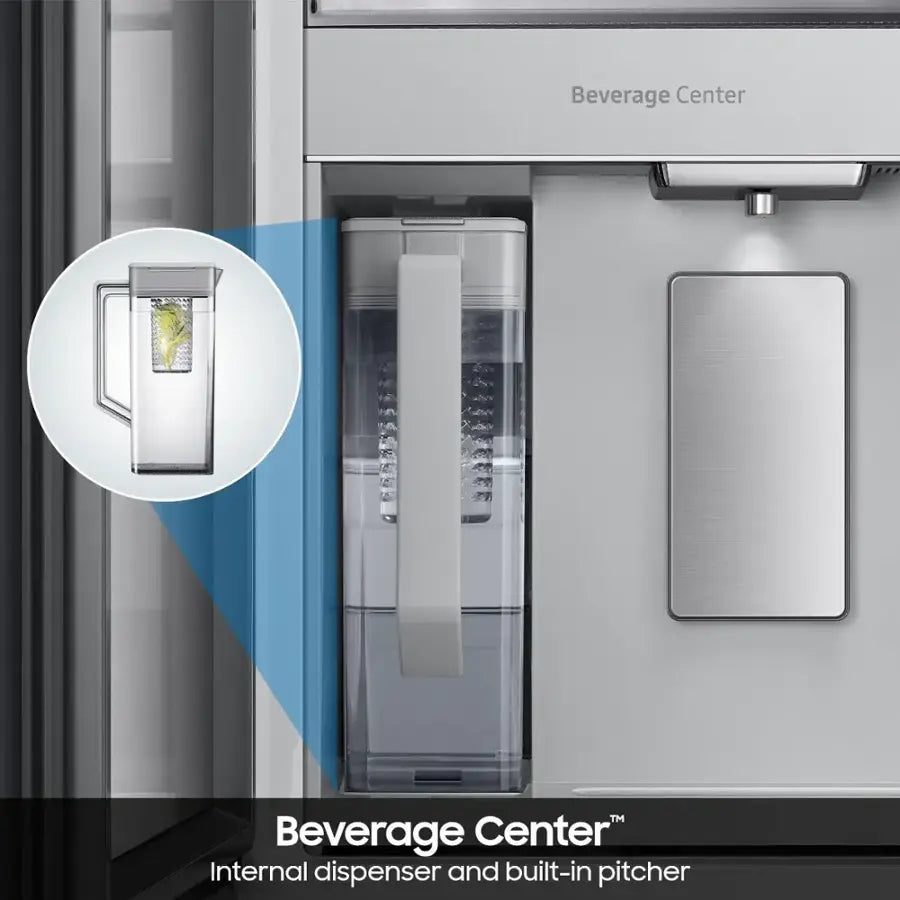 Samsung -RF90F29AEWAA-Bespoke 29 cu. ft. 4-Door French Door Refrigerator with AI Family Hub+ - White Glass