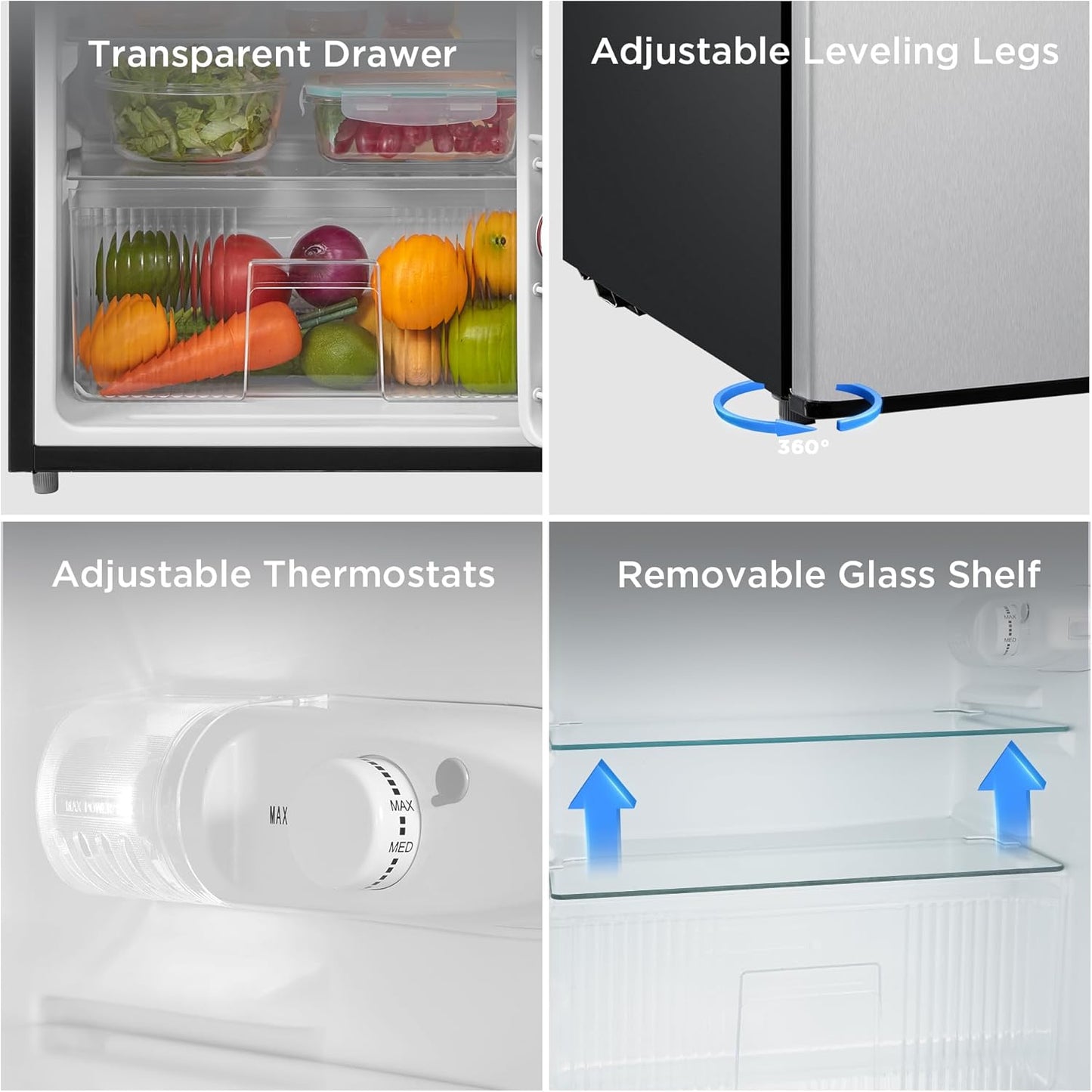 Midea 3.1 cu. ft. Double Door Compact Fridge - Stainless Steel