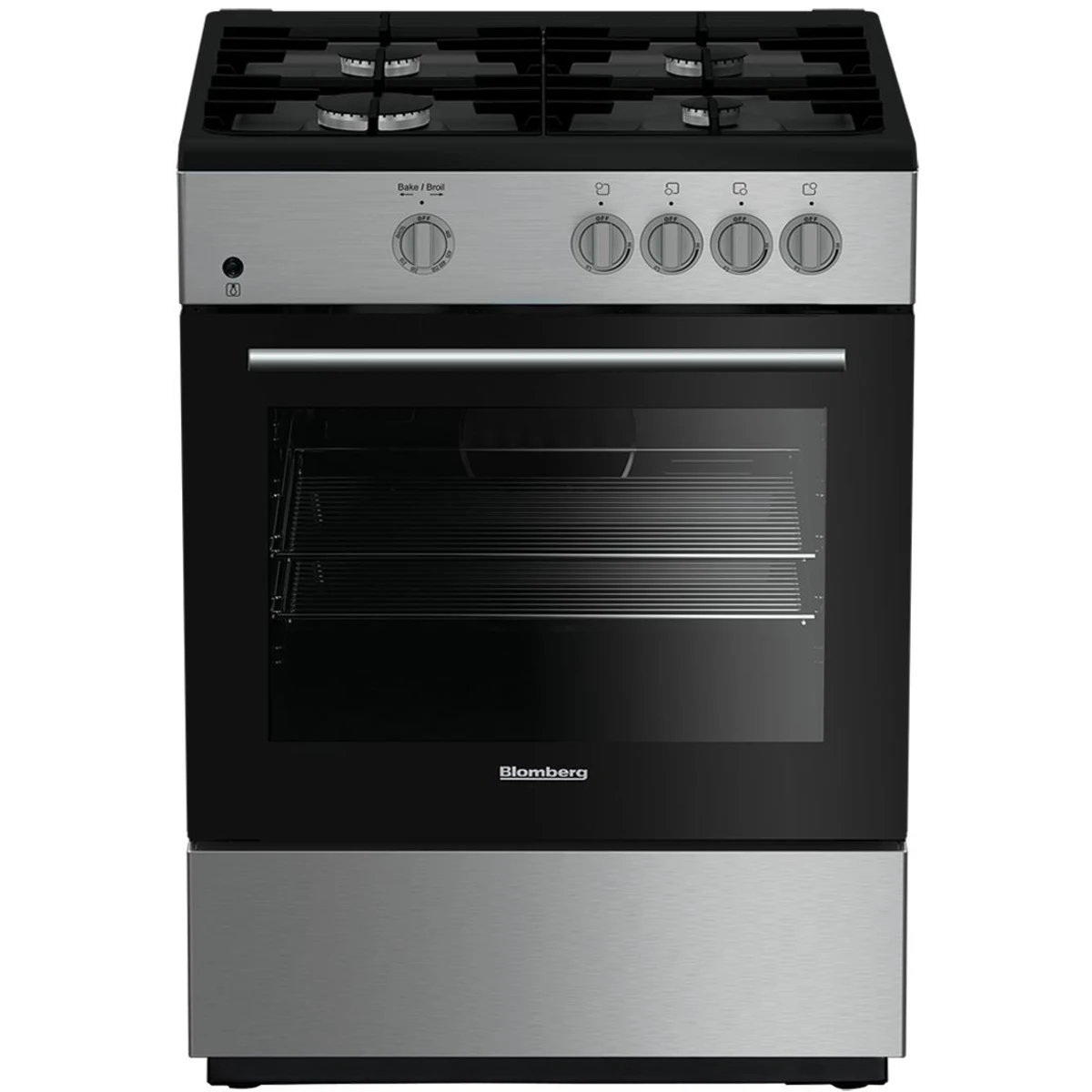 Blomberg - BGR24102SS - 24 Inch Freestanding Gas Range with 4 Sealed Burners, 2.5 cu. ft. Oven Capacity, Storage Drawer, Flame-failure Safety Device, Easy Clean, and 2 Chromed Wire Racks: Natural Gas