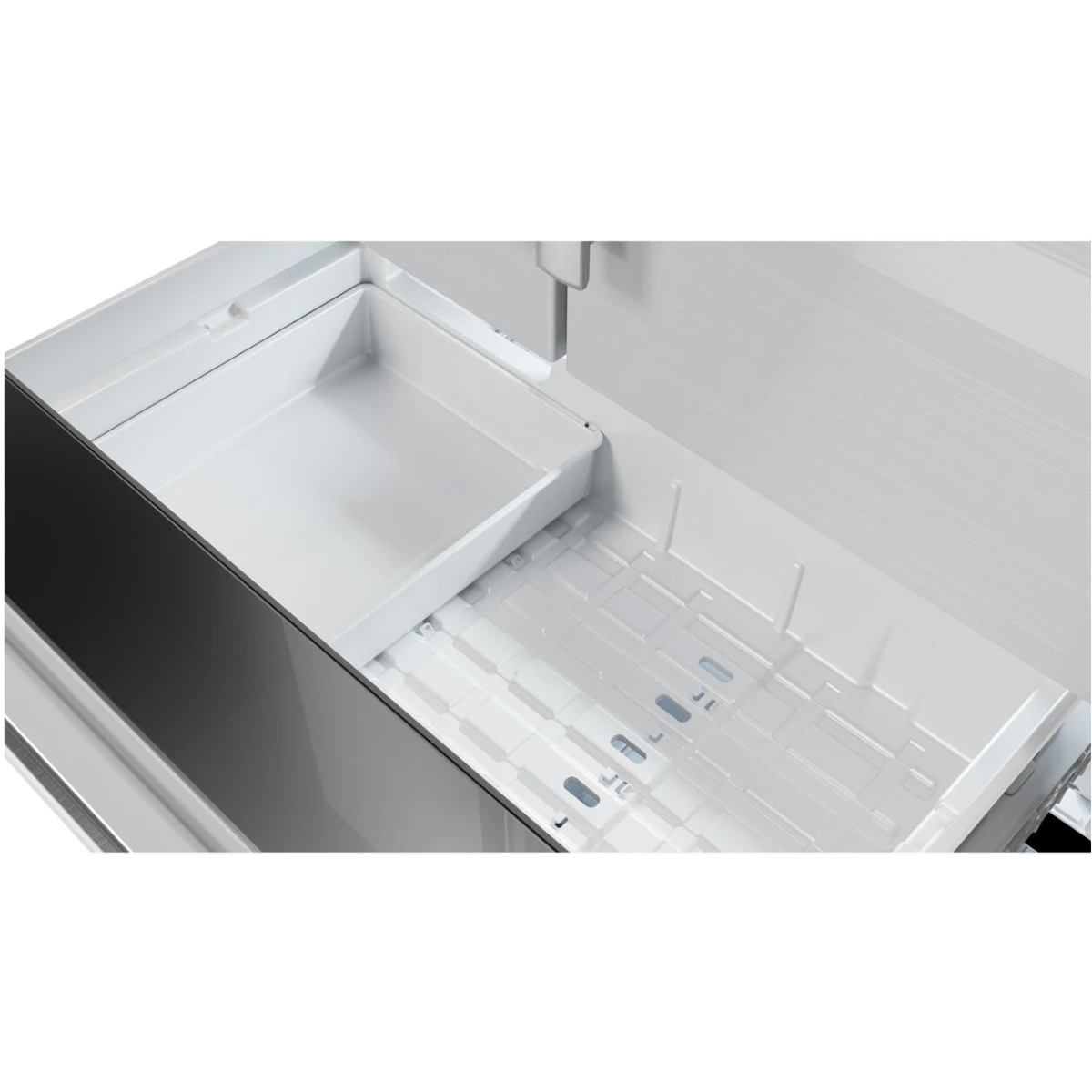 Sharp - SJG2351FS - 36 Inch French 4-Door Counter Depth Refrigerator with 22.5 Cu. Ft. Capacity, Adjustable Slide-In Shelf, Humidity-Controlled Crisper Drawers, Interior Automatic Ice Maker, NSF Certified, and Energy Star Certified