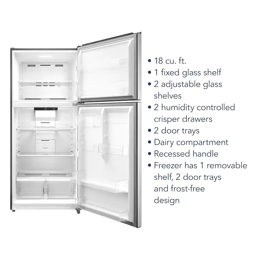 Insignia™ - NS-RTM18SS2 - 18 Cu. Ft. Top-Freezer Refrigerator with ENERGY STAR Certification - Stainless Steel