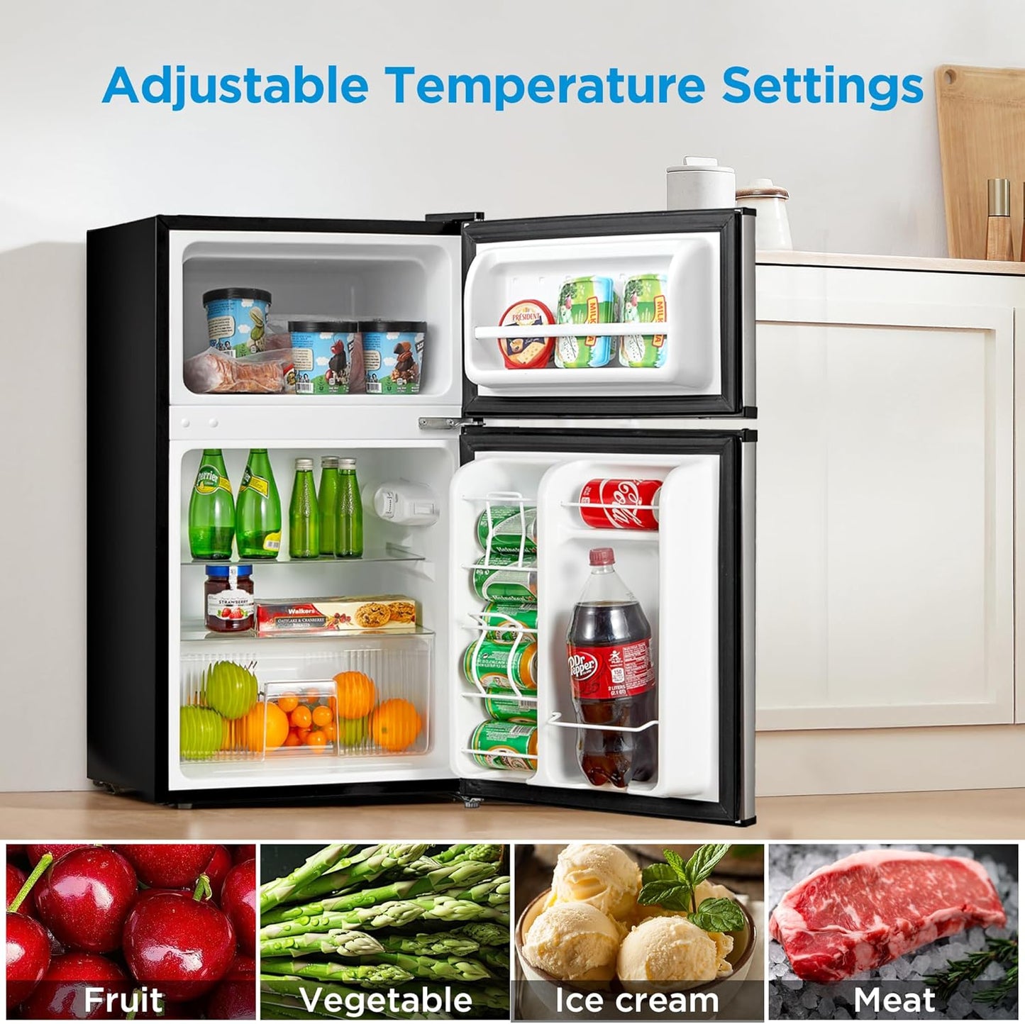 Midea 3.1 cu. ft. Double Door Compact Fridge - Stainless Steel