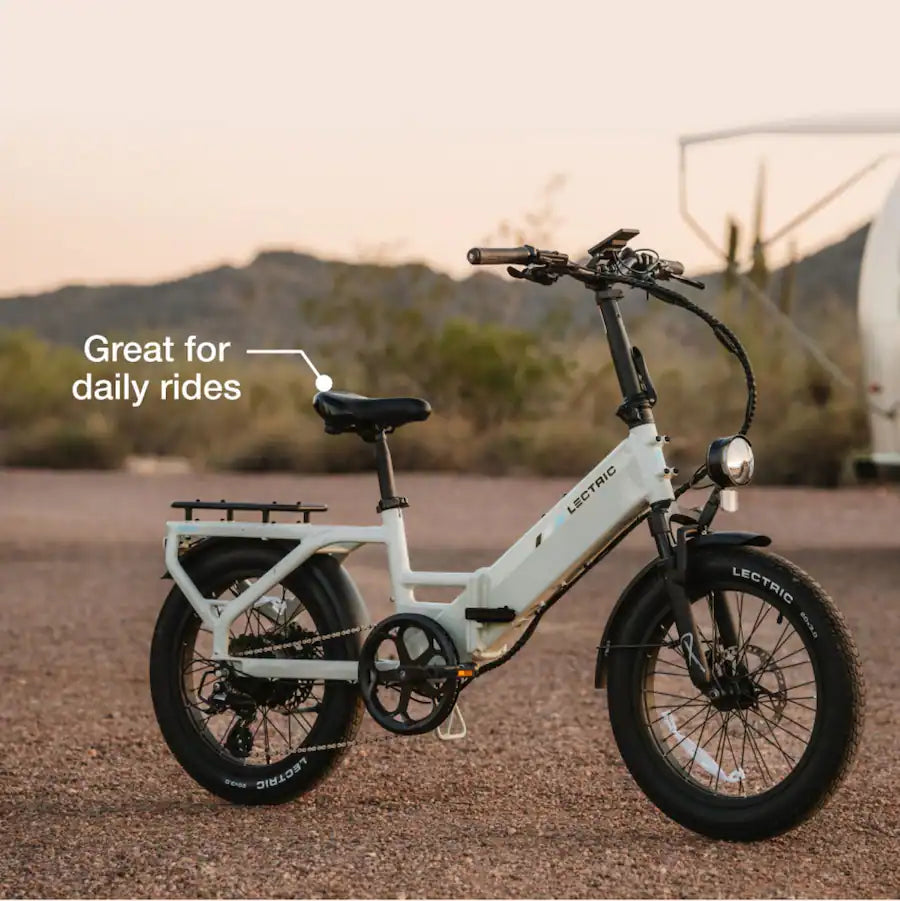 Lectric eBikes - XP4 Step-Thru Foldable eBike (Max 50mi/28mph) + LevelUp Rack - Stratus White Model: 401-01372-W001