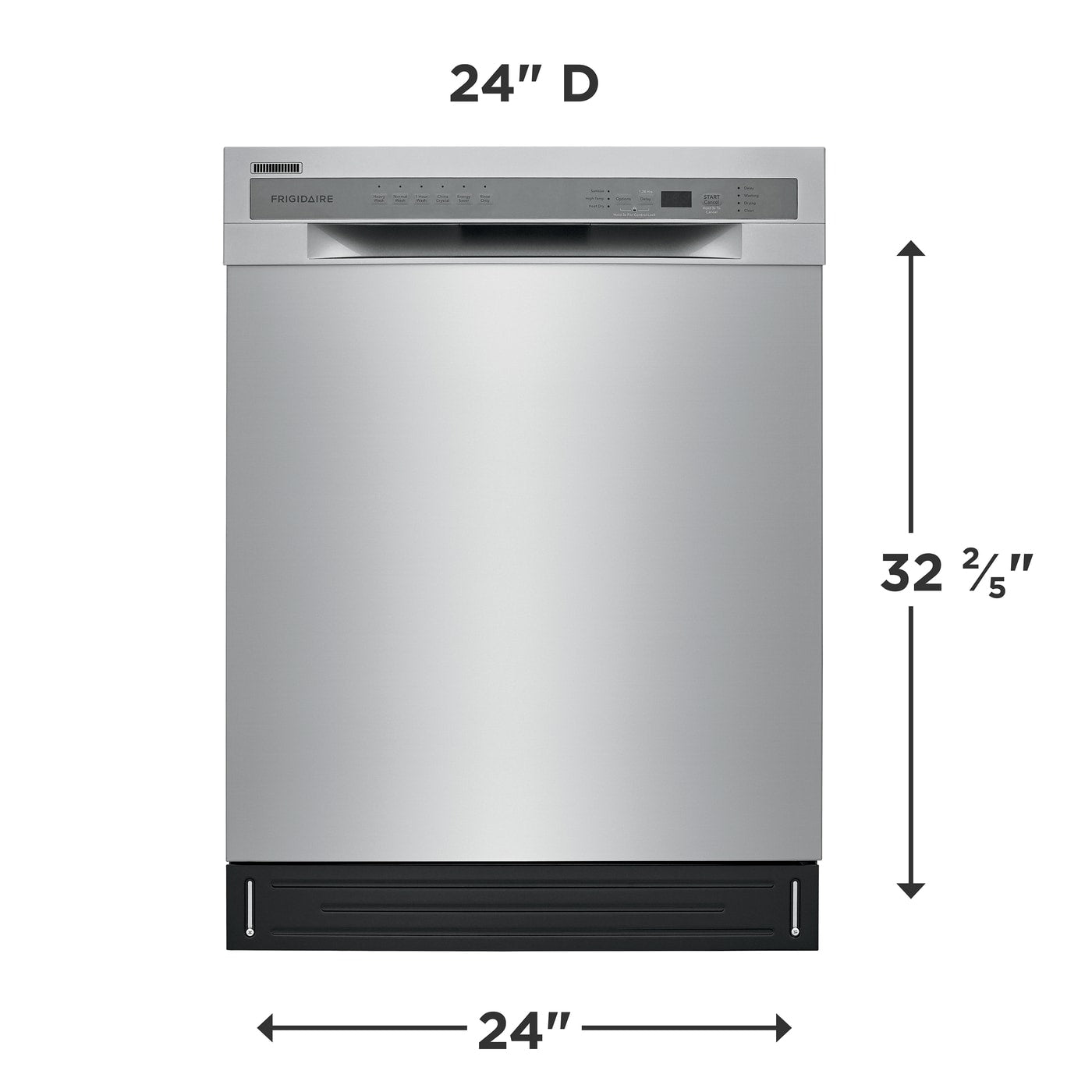 Frigidaire - FFBD2420US - 24 in. Stainless Steel Front Control Tall Tub Dishwasher with Stainless Steel Tub, 52 dBA