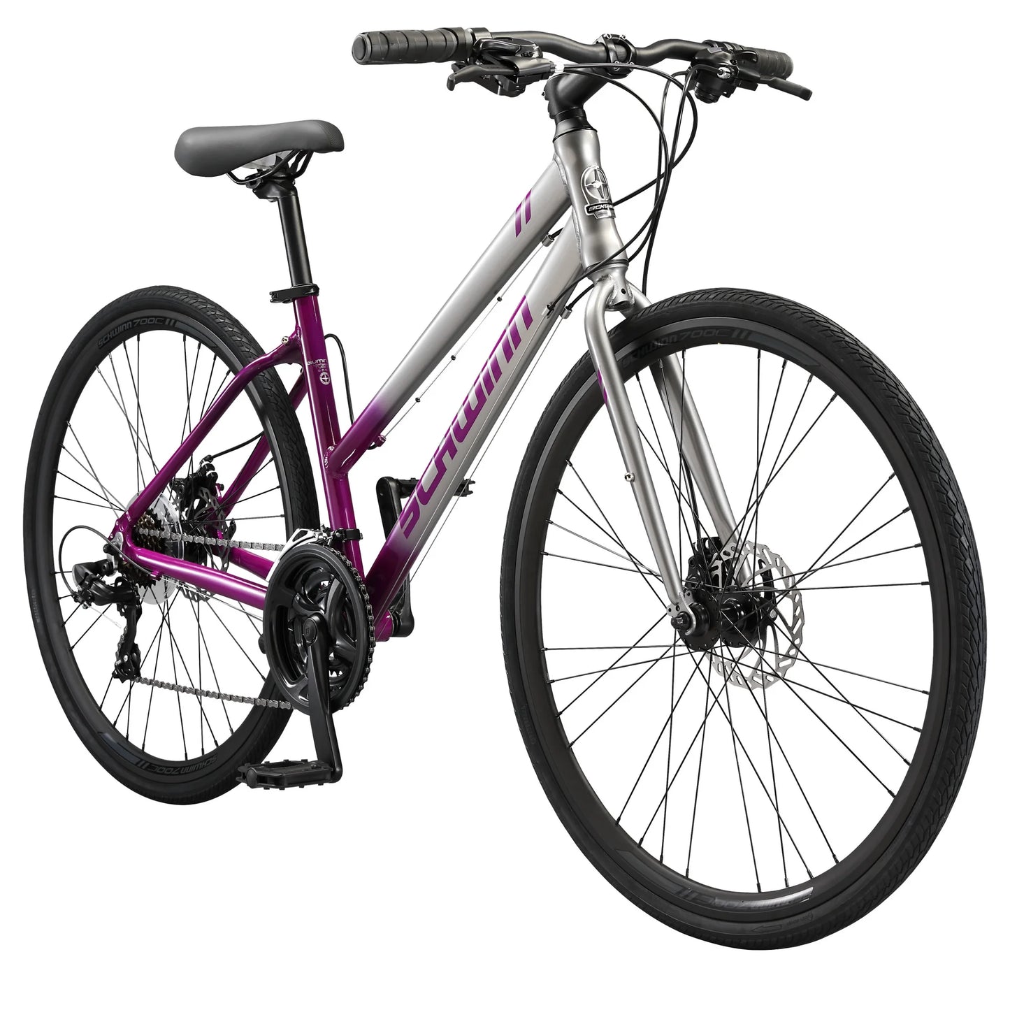 Schwinn Circuit Hybrid Fitness Bike, 700c Wheel, 21 Speeds, Gray / Purple
