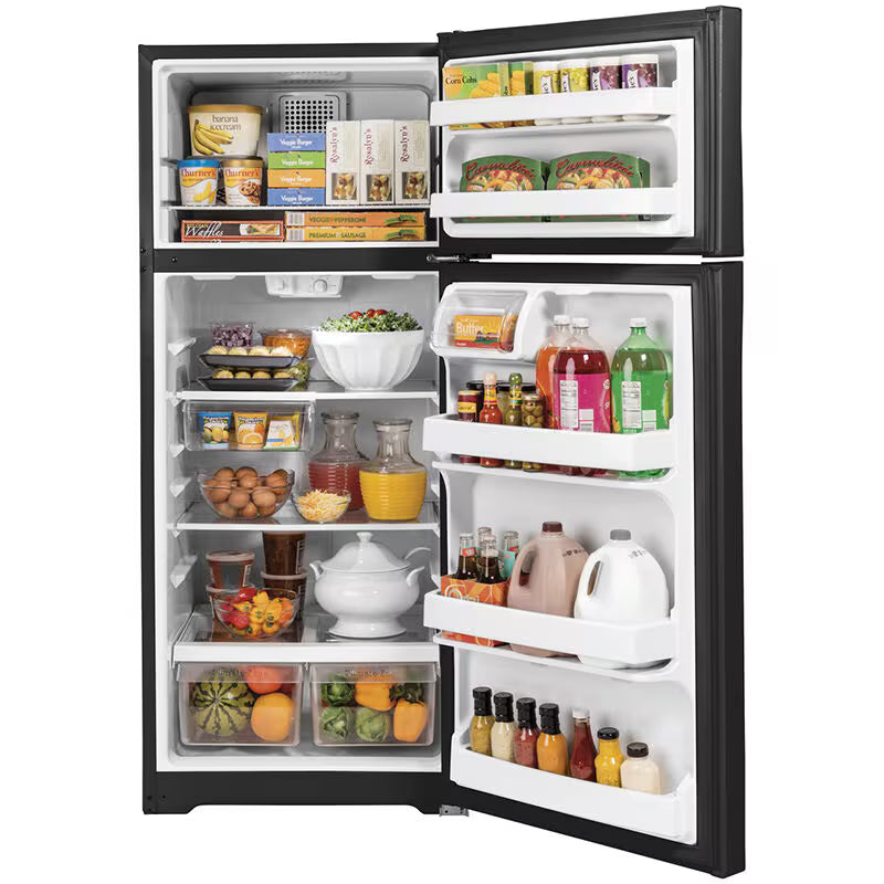 GE - GTE18GTNRBB - 17.5 cu. ft. Top Freezer Refrigerator in Black