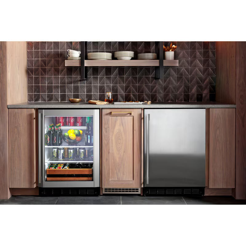 Monogram - ZIBS240NSS - 24 Inch Freestanding/Built-In Undercounter Refrigerator with 4.25 Cu. Ft. Total Capacity, Ice Maker, Slide-Out Wine Shelf, Spillproof Glass Shelves, Digital Touch Control, Soft Interior LED Lighting, Sabbath Mode