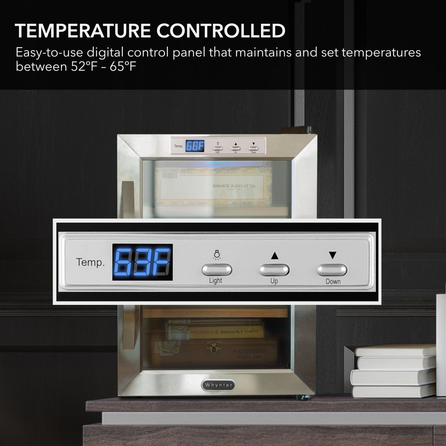 Whynter - CHC-120S - 250-Count 1.2 cu. ft. Electric Cigar Cooler Humidor -Stainless Steel