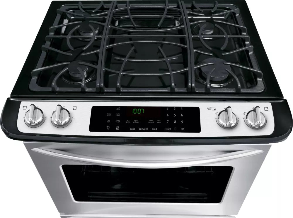 Frigidaire - FGGS3065PF - 4.5 Cu. Ft. Self-Cleaning Slide-In Gas Convection Range - Stainless Steel