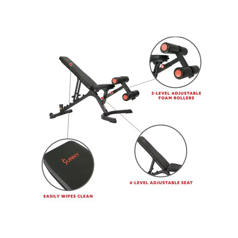 Sunny Health & Fitness Fully Adjustable Power Zone Utility Heavy Duty Weight Bench with 500 lb Max Weight – SF-BH6920