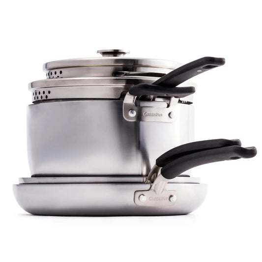 GreenPan - Levels Stainless Steel Stackable Ceramic Nonstick 6-Piece Cookware Set