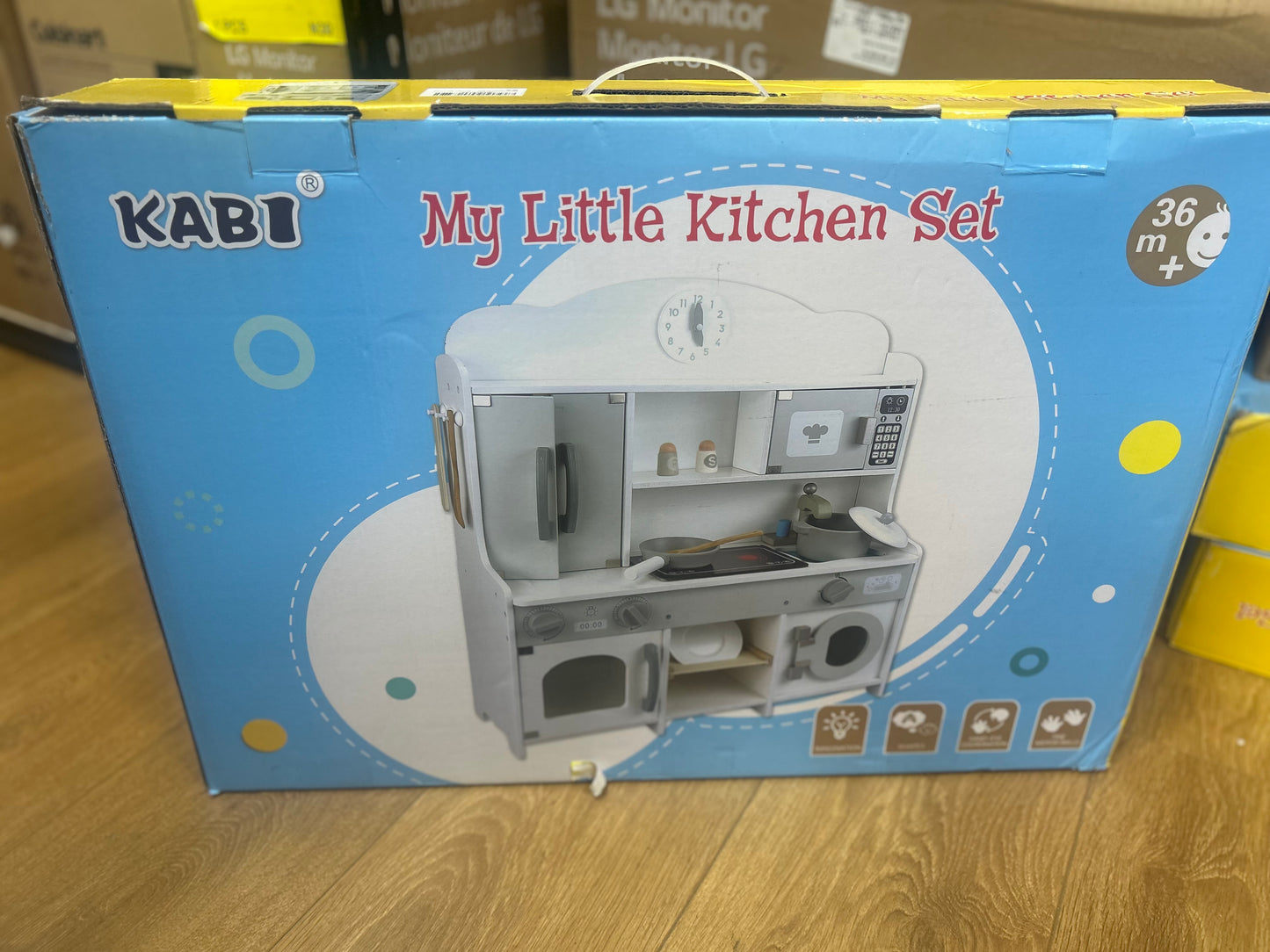 Kabi - Play Kitchen Set for Kids, Wooden Kitchen Playset Toys for 3 Year Old and Up Kids Kitchen Accessories Cooking Pots and Pans, Birthday Gifts Mini Kitchen for Girls Boys Ages 4 5 6 7 8