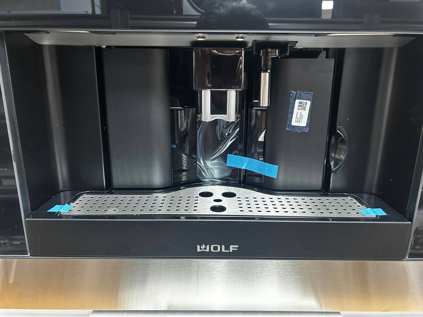 Wolf - EC24S - 24 Inch Built-in Coffee System with Adjustable Grinder, Auto On/Off, Descaling, Hot Water Dispenser, Removable Milk Carafe, Mounted Glide System and Non-Plumbed: Stainless Steel