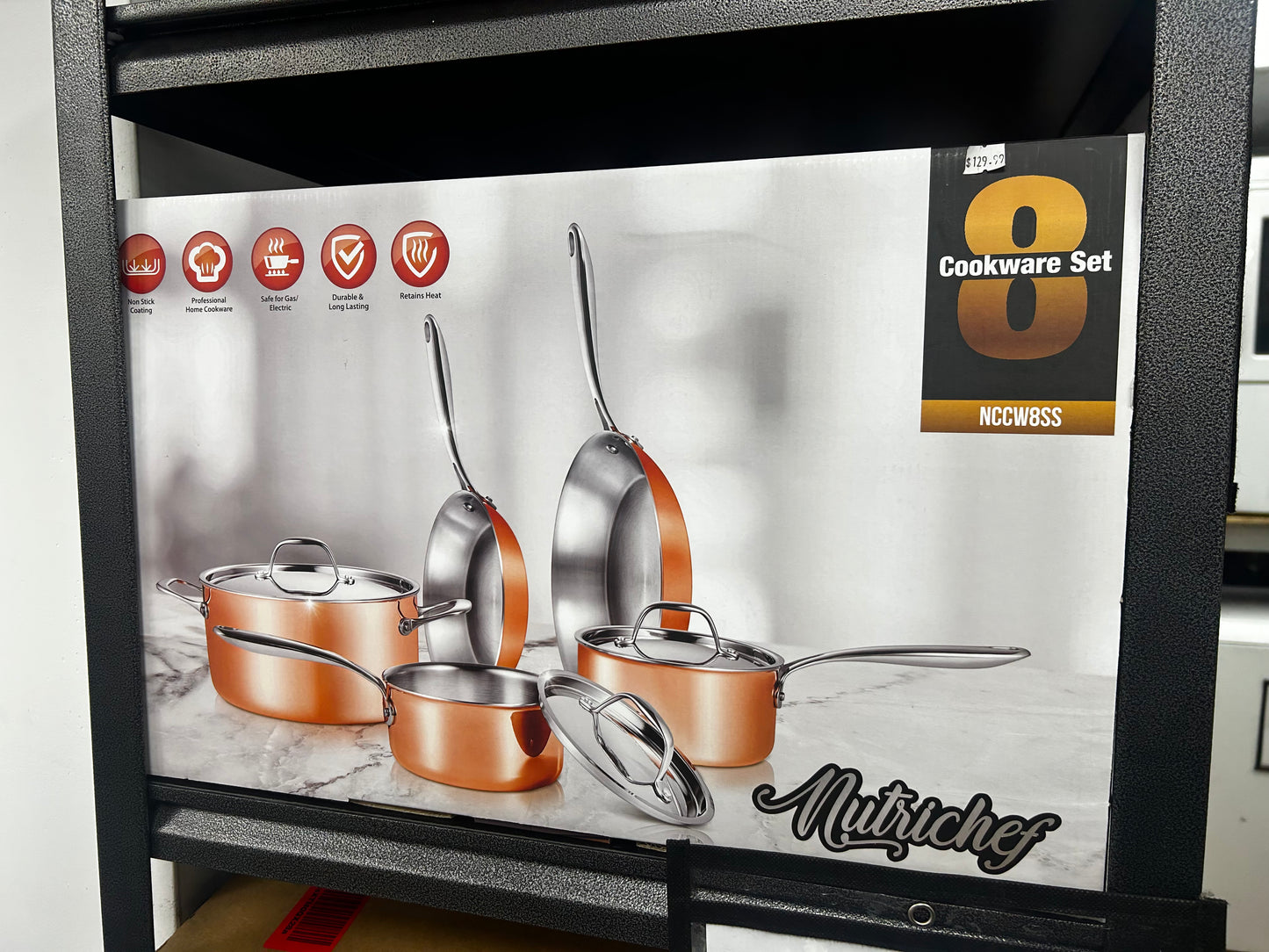 Nutrichef - Kitchenware Pots & Pans Set - Stylish Kitchen Cookware with Cast highest quality Stainless Steel Handles, Tri-Ply Copper (8-Piece Set)
