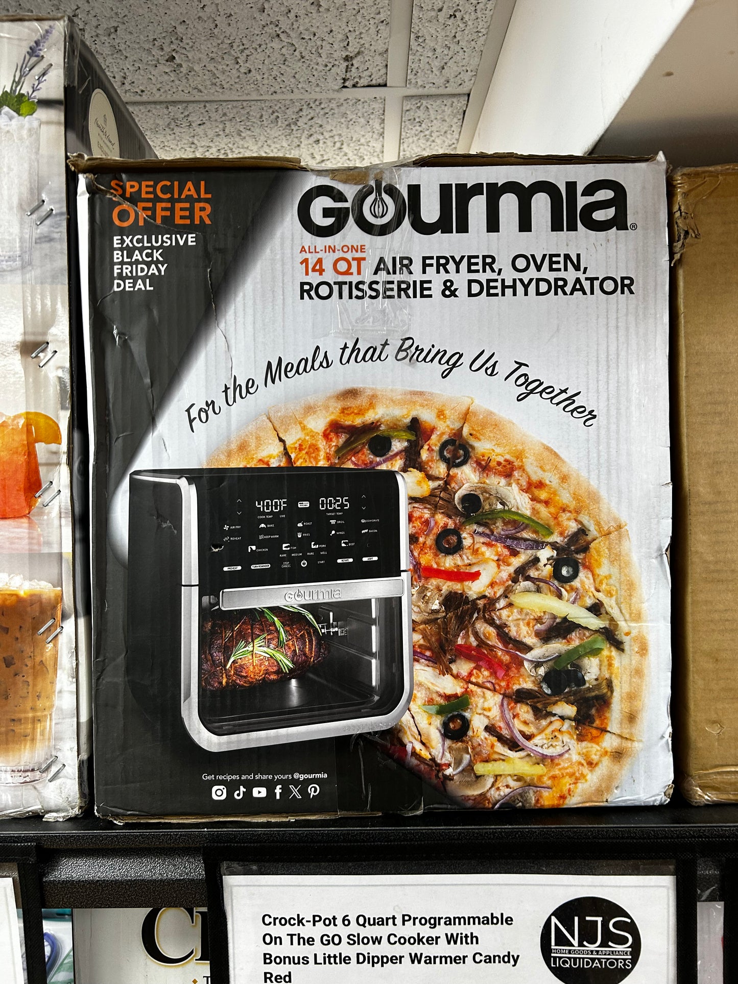 Gourmia All-in-One 14-Quart Air Fryer, Oven, Rotisserie, Dehydrator