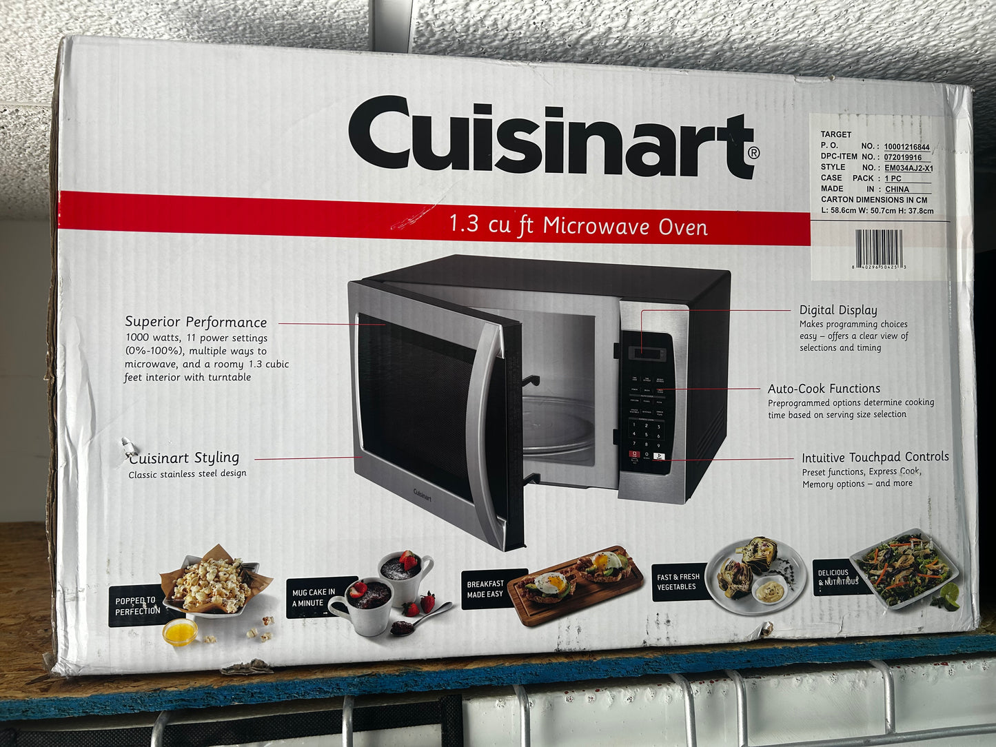 Cuisinart 1.3 cu ft Microwave Oven: Countertop, 1000W, 11 Power Levels, Child Lock, Digital Display, Black