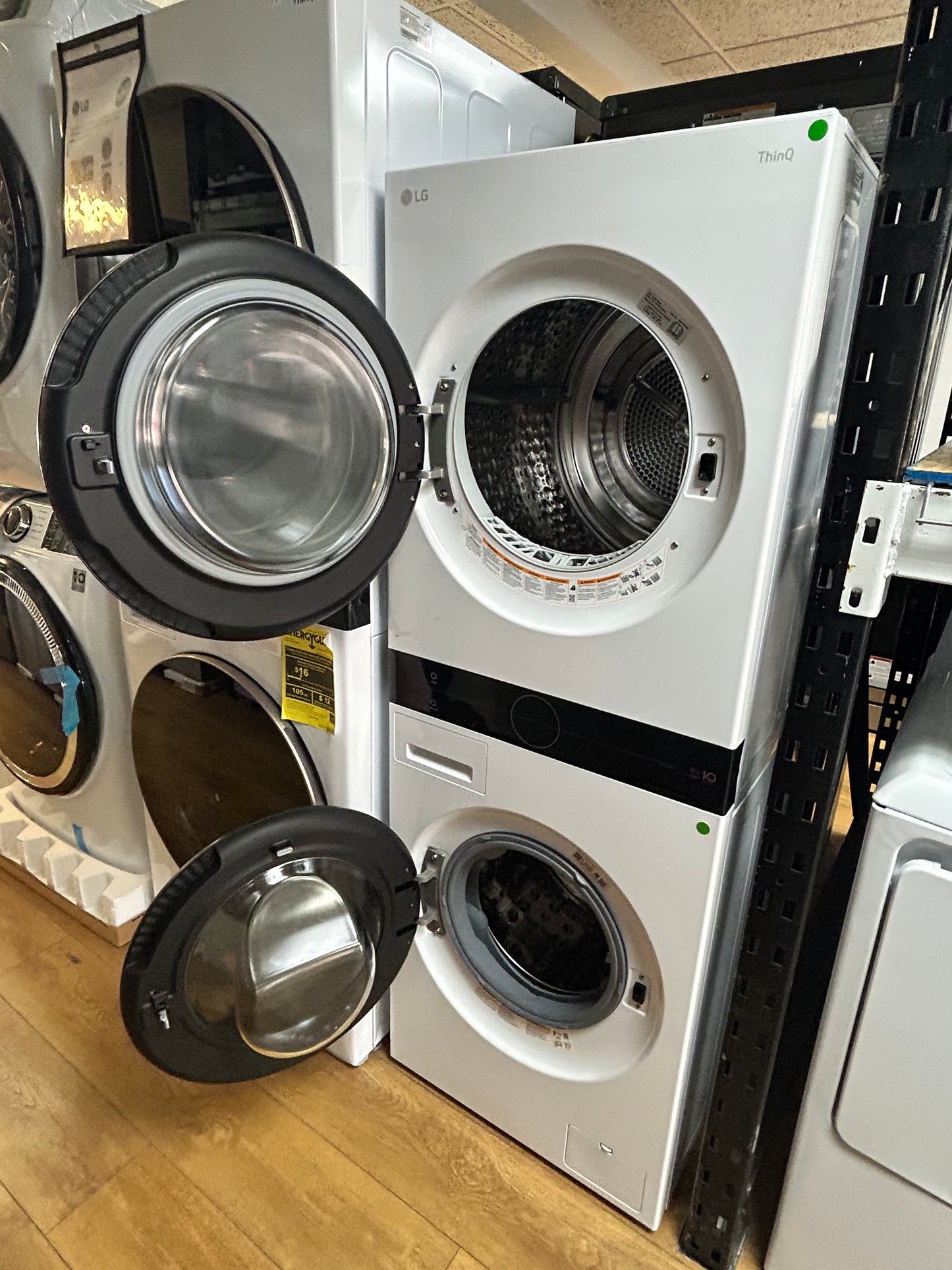 LG -WKHC152HWA - 2.4 Cu. Ft. HE Smart Front Load Washer and 4.2 Cu. Ft. Electric Dryer WashTower wSteam and Ventless Heat Pump Technology - White