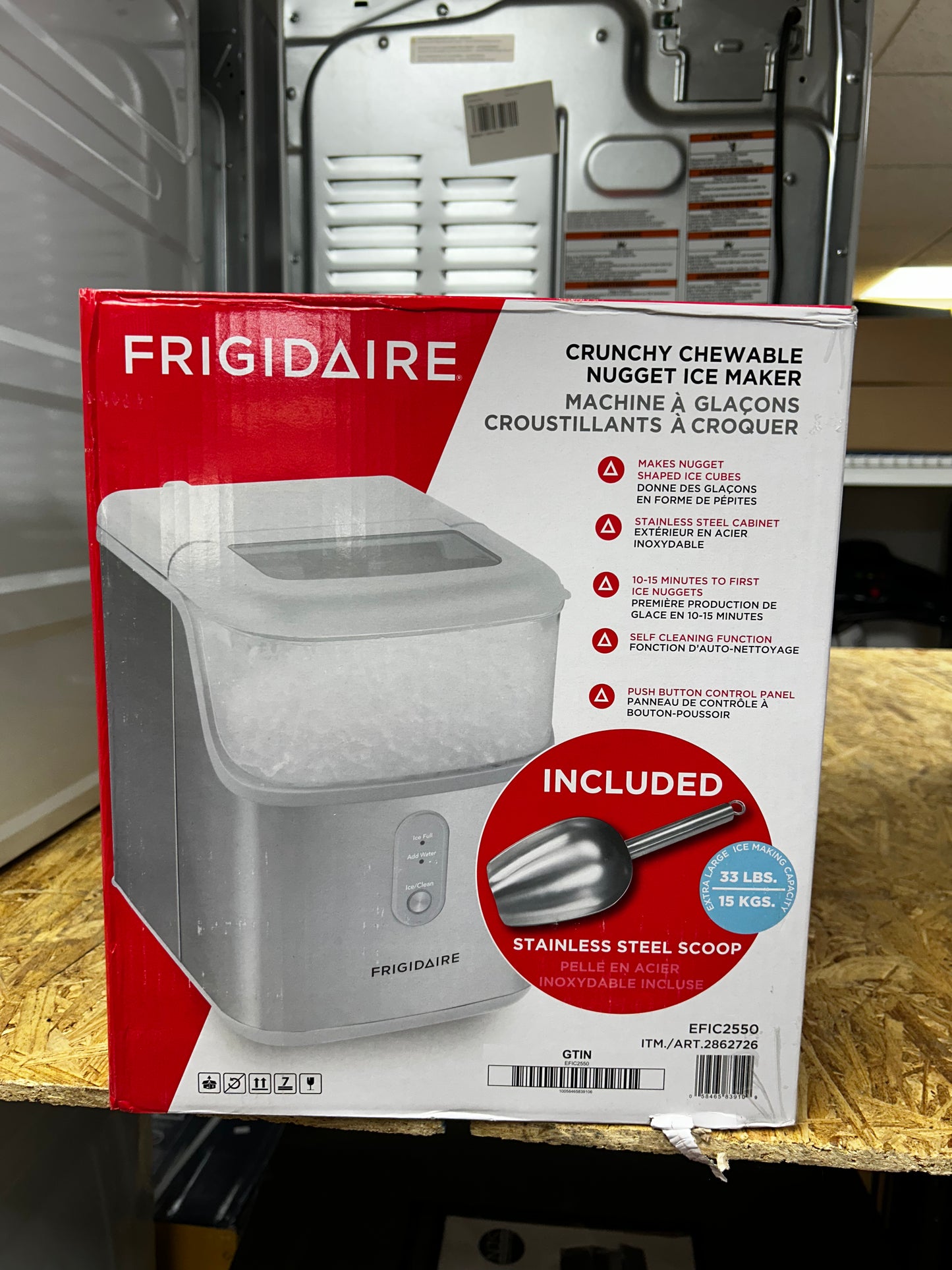 Frigidaire - 33 lbs. Premium Nugget Portable Ice Maker 8.7 in. Wide in Stainless Steel