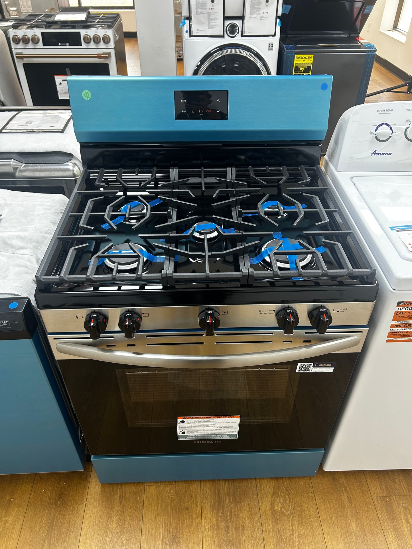 Frigidaire - FCRG3052BS - 30 Inch Freestanding Gas Range with 5 Sealed Burners, 5.1 cu. ft. Oven Capacity, Quick Boil Burner, Storage Drawer, Even Baking Technology, and Manual Clean: Stainless Steel