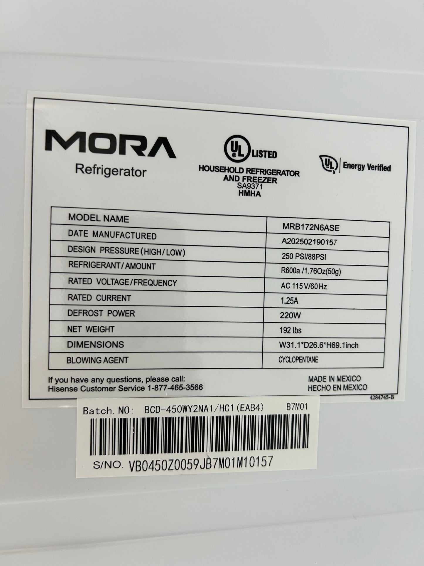 Mora - MRB172N6ASE - 17.2 cu. ft. Counter Depth Bottom Freezer Refrigerator