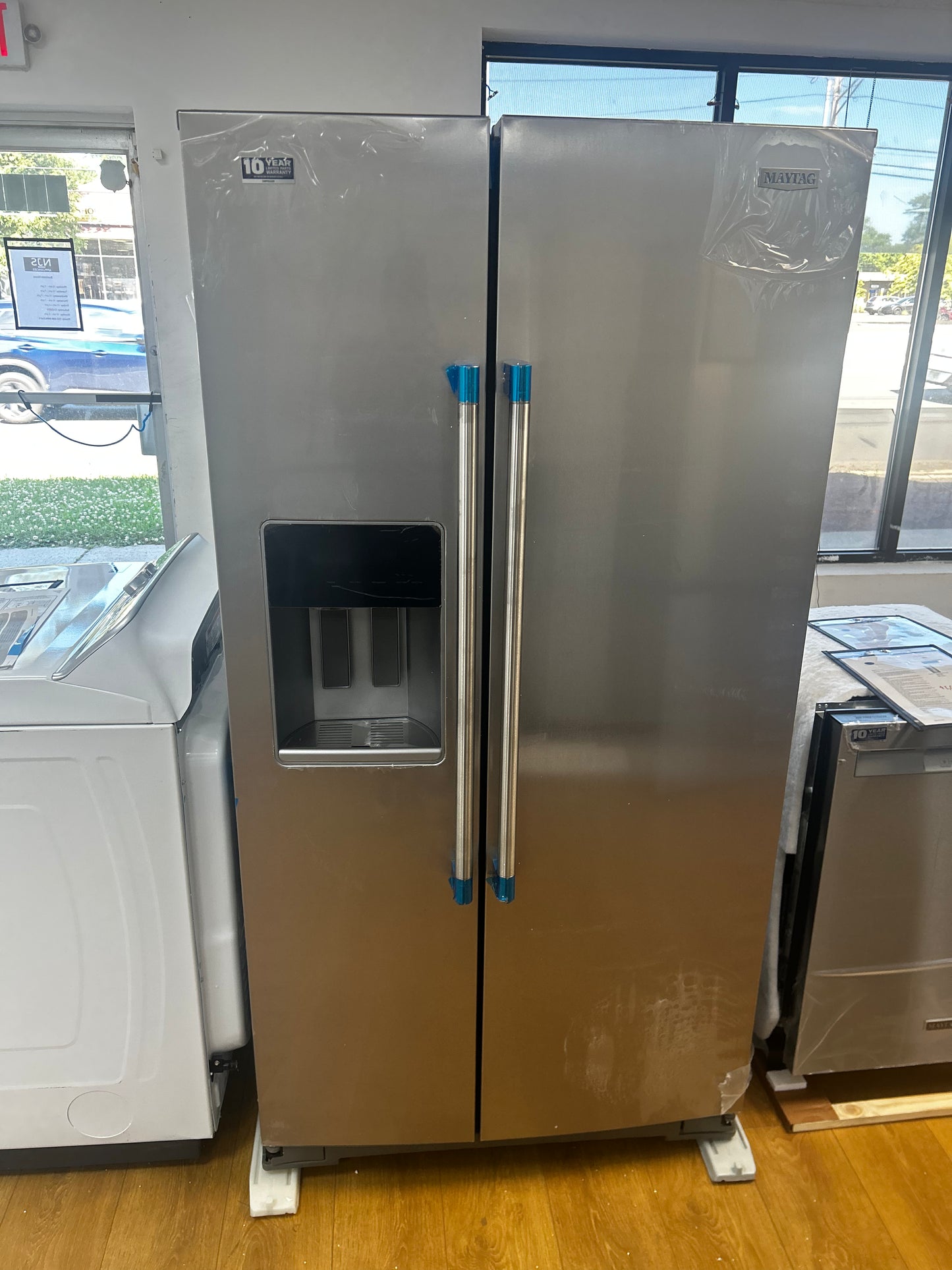 Maytag - MRSF6636RZ - 36 Inch Freestanding Side-by-Side Refrigerator with 28.3 Cu. Ft. Capacity, 4 Shelves, Gallon Bins, FreshLock™ Crisper, EvenAir™ Cooling, Icemaker, External Ice/Water Dispenser, and ADA Compliant