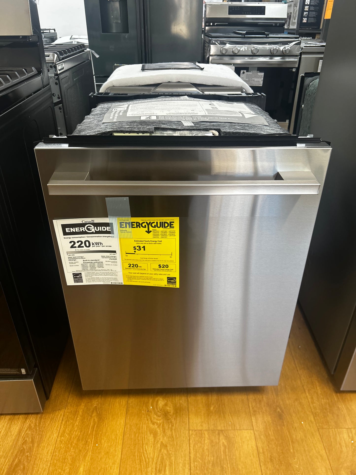 LG - LDNTM545S - 24 Inch Fully Integrated Smart Dishwasher with 16 Place Settings, 5 Wash Cycles, 6 Wash Options, 1-Hour Wash & Dry, QuadWash® Pro, Dynamic Heat Dry™, AutoVent Dry™, SteamAssist™, and ENERGY STAR® Qualified: PrintProof™ Stainless Steel