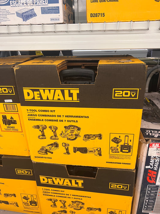 Dewalt DCKSS721D2 7 Tool 20 Volt Max Power Tool Combo Kit with Rolling Case