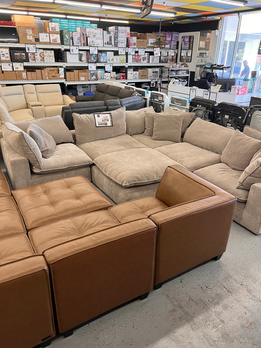 Aiden & Ivy Sereen 6-piece fabric Modular Sectional, Taupe