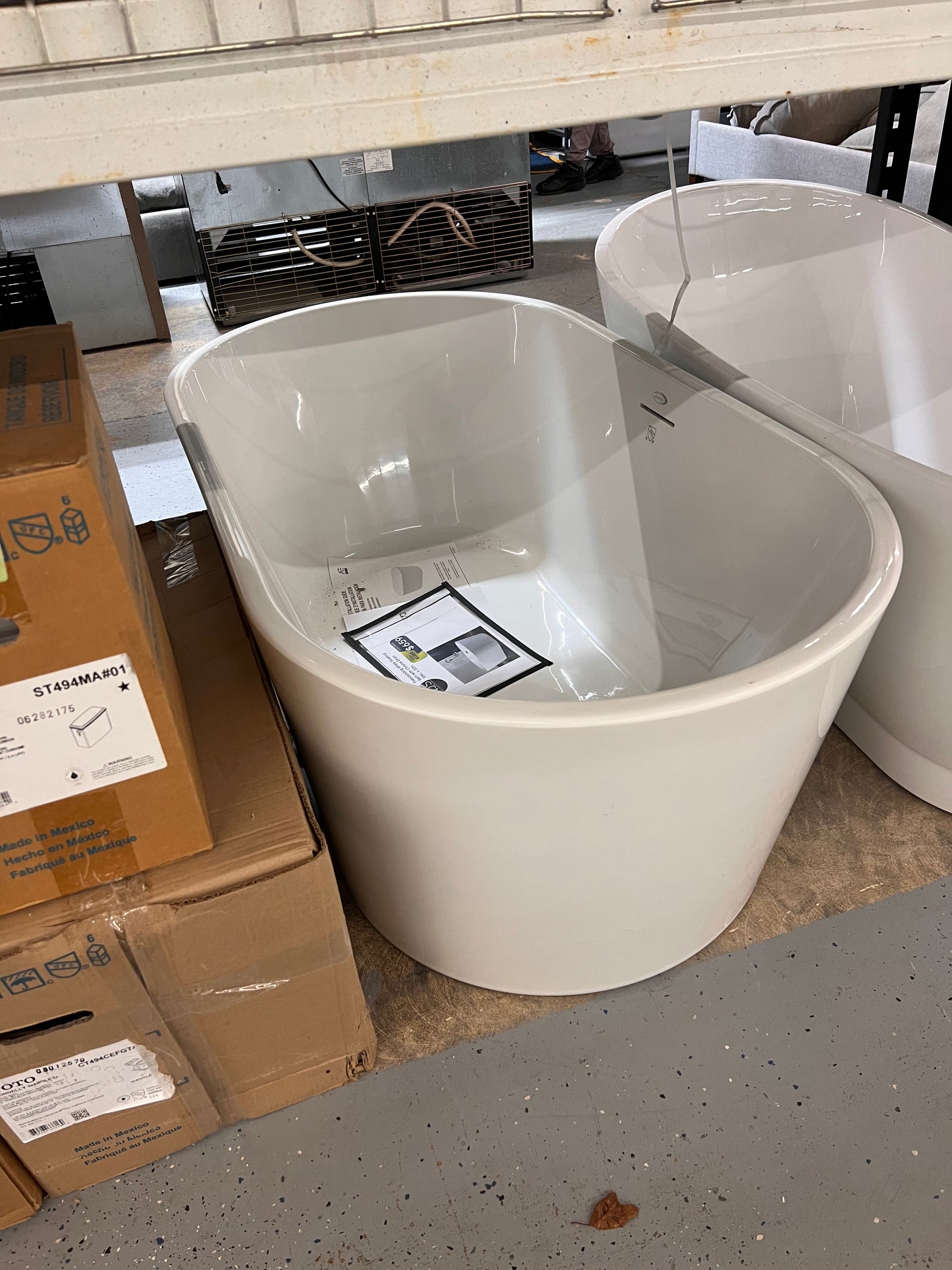 ANZZI Chand 59" Freestanding Soaker Bathtub with Faucet and Center Drain by Access Tubs, White