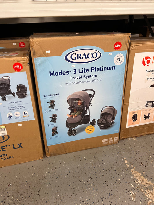 Graco Modes 3 Lite Platinum Travel System With Snugride Snugfit LX, Gray