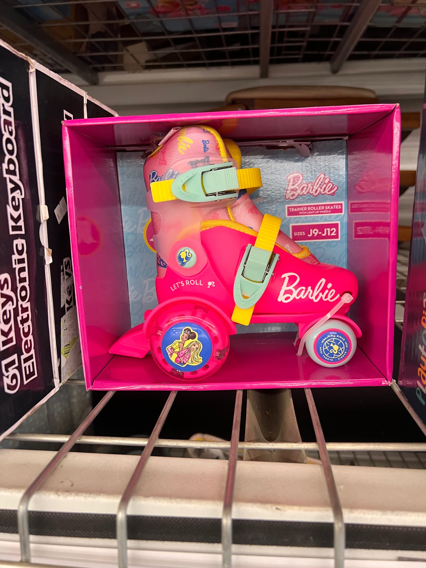 Barbie Kids Trainer Skates With Light Up Wheels, 5 Bearings, Durable PVC Material, Pink