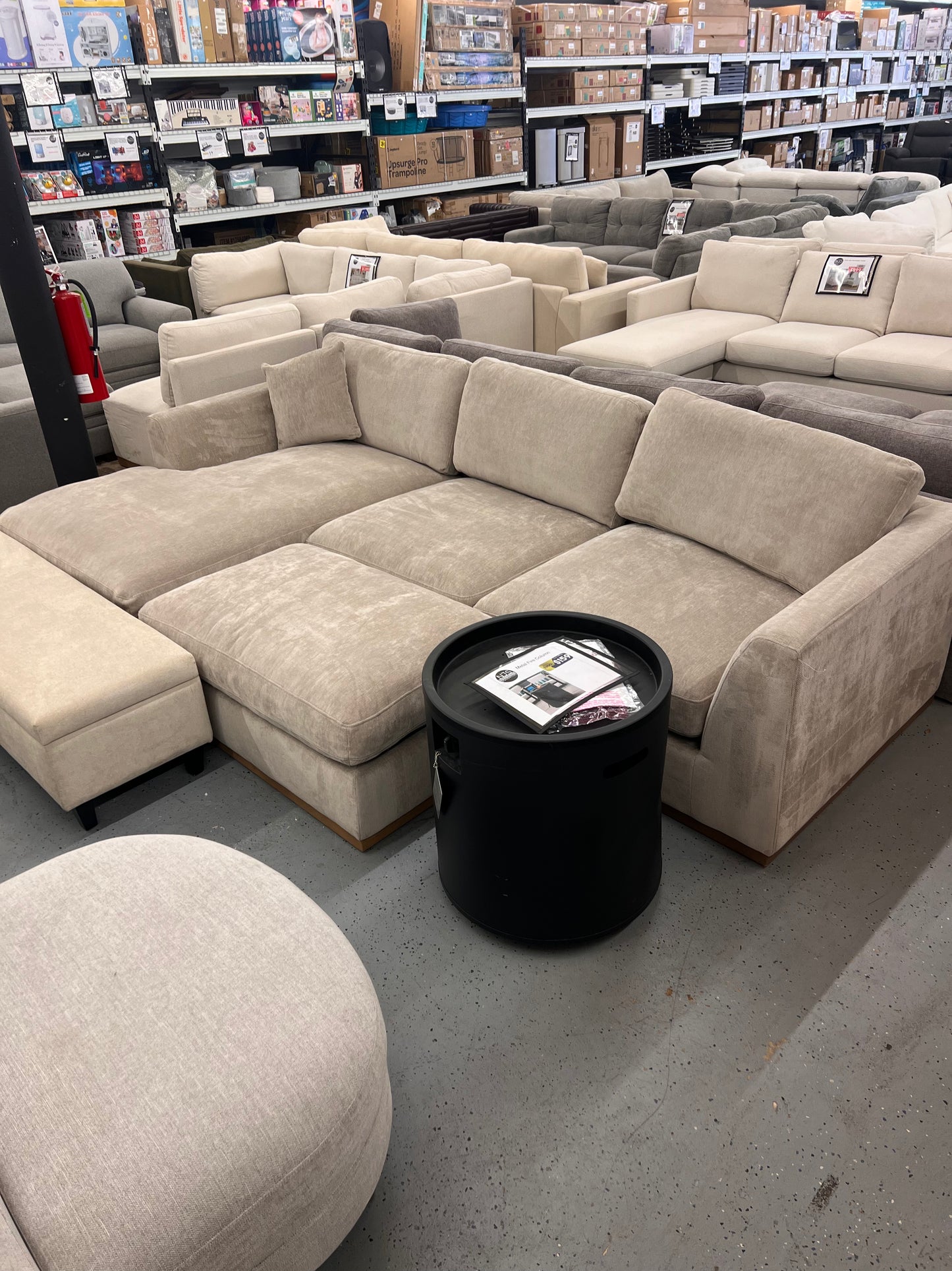 Henredon Caley Reversible Sofa Chaise with Ottoman, Beige