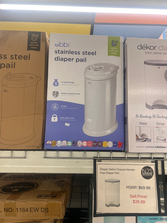 Ubbi Stainless Steel Diaper Pail, No Special Bags, Odor-Locking, White