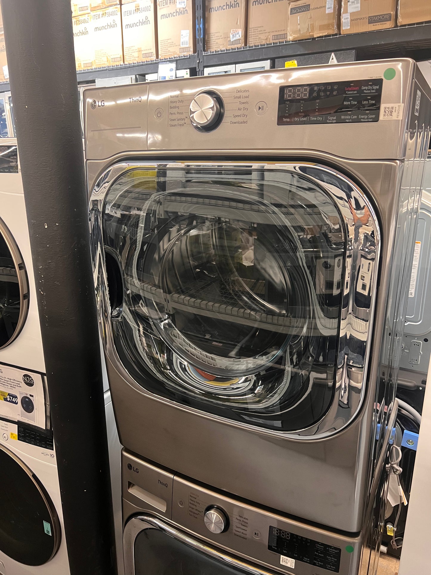 LG DLGX8981V 29" 9.0 cu. ft. Mega Capacity Smart Wi-Fi Enabled Front Load Gas Dryer with TurboSteam and Built-In Intelligence, Graphite Steel