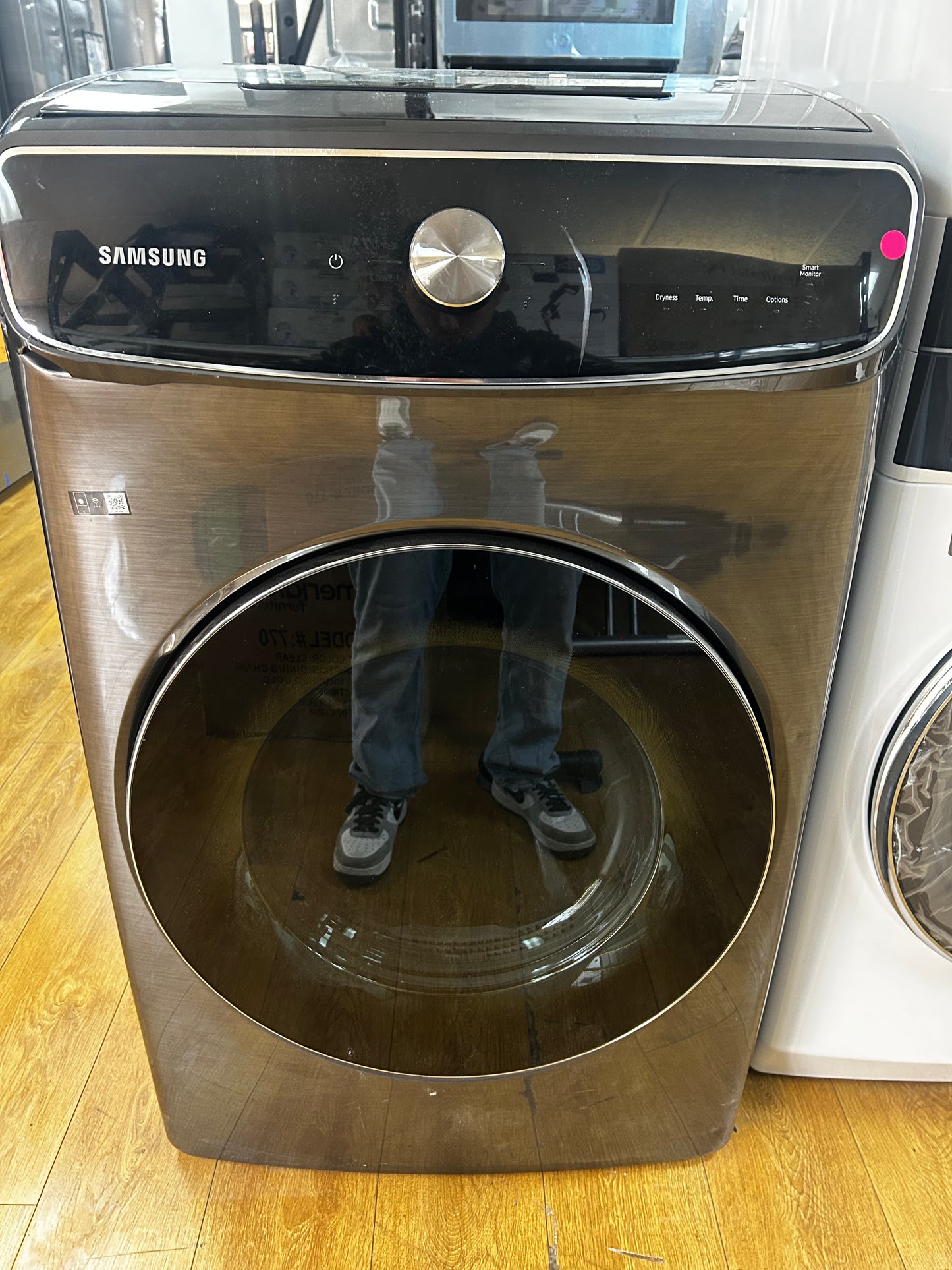 Samsung FlexWash - DVG60M9900V - 27 Inch Gas Smart Dryer with 7.5 cu. ft. Capacity, FlexDry™, 16 Dry Cycles, Multi-Steam™, Super Speed, Sensor Dry, Drying Rack, Wrinkle Prevent, Anti-Static Option and Smart Care: Black Stainless Steel