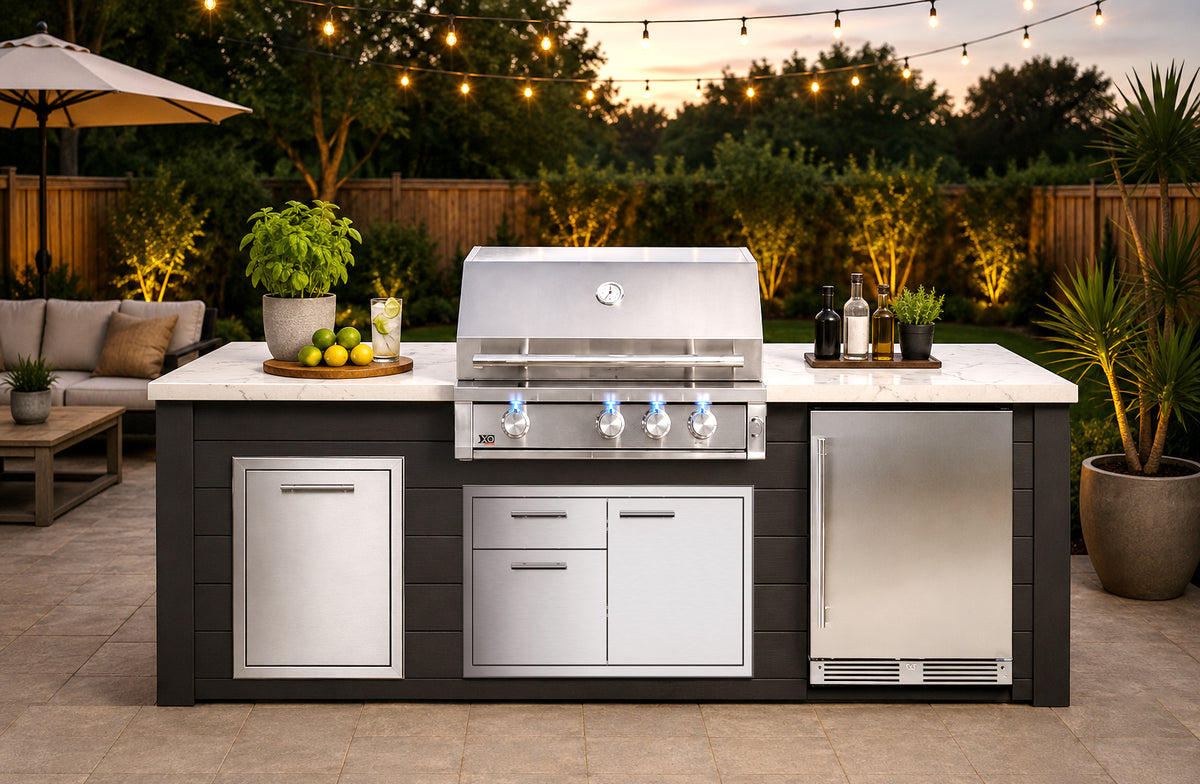 XO 32" XLT Designer Modular BBQ Island, Black (Appliances Included)