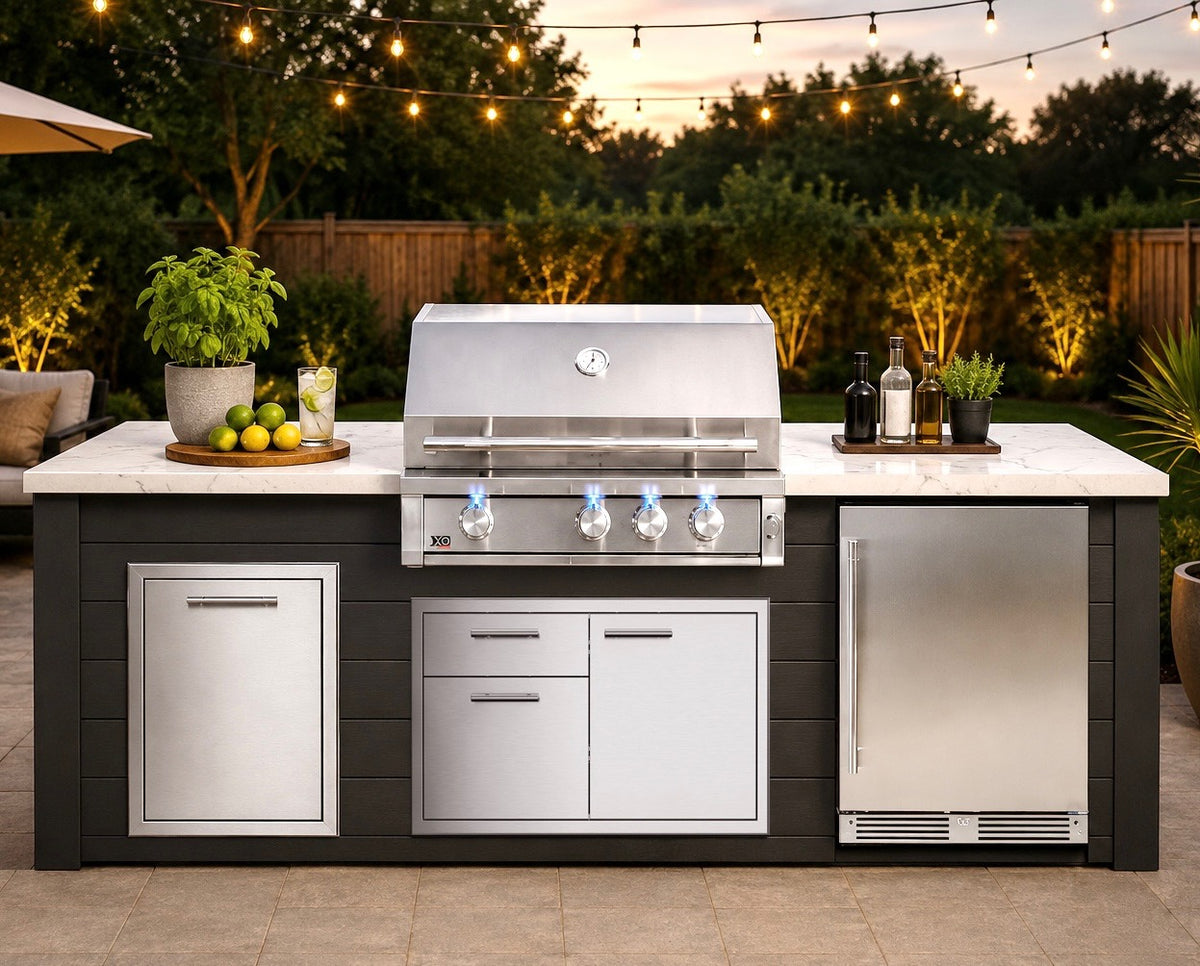 XO 32" XLT Designer Modular BBQ Island, Black (Appliances Included)