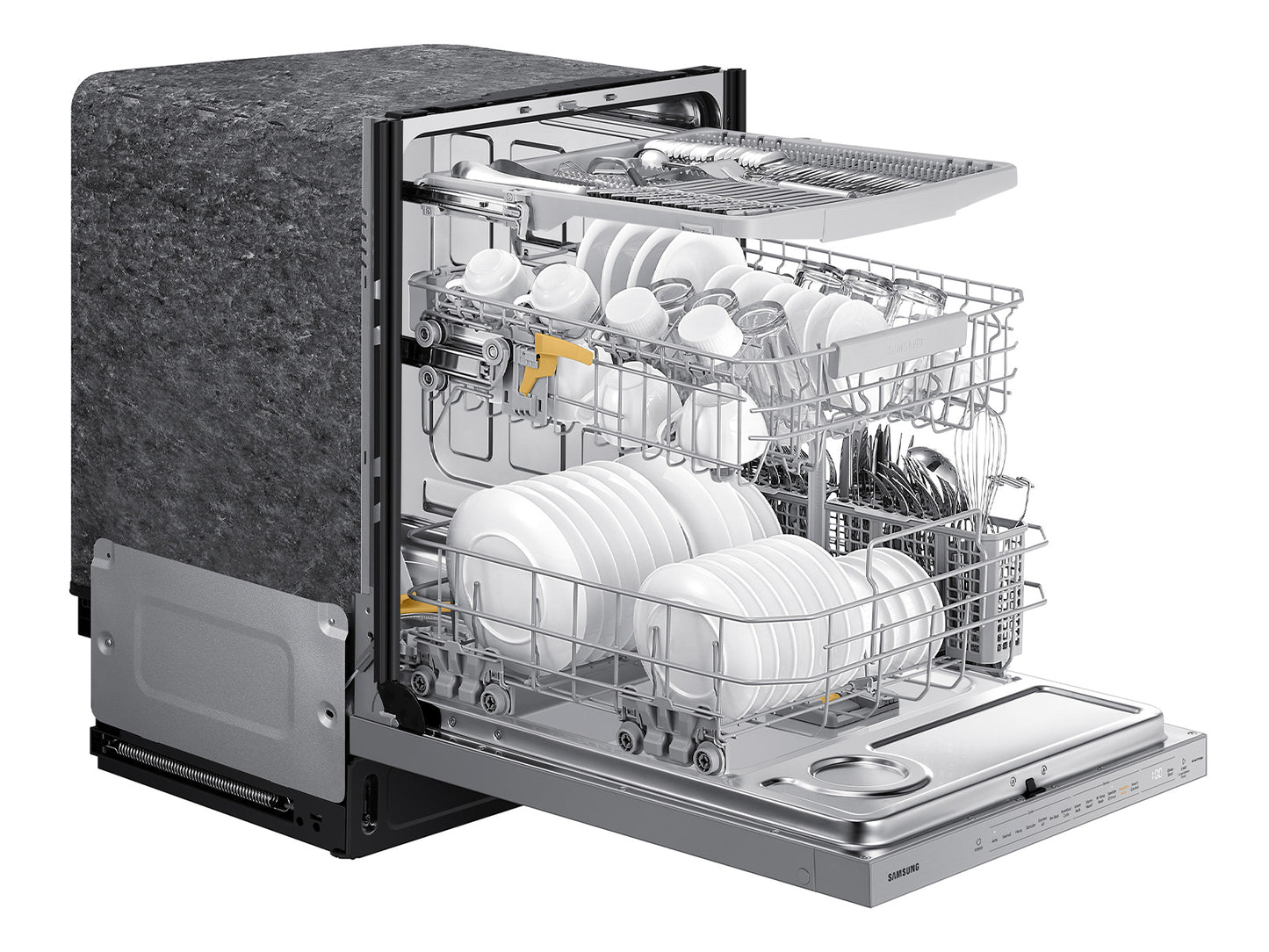 Samsung BESPOKE - DW80BB707012 - 24 Inch Fully Integrated Smart Dishwasher with 15 Place Settings, StormWash+, Whisper Quiet 42dBA, Smart Dry, AutoRelease™ Door, FlexLoad™ Rack System, Wi-Fi Connectivity, Cutlery Tray, LED Time Display