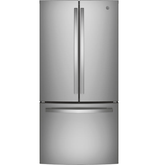 GE - GNE25JYKFS - 33 Inch French Door Refrigerator with 24.7 Cu. Ft. Capacity, Quick Space Shelf, Turbo Cool, LED Lighting, Icemaker, Enhanced Shabbos Mode Capable, Internal Water Dispenser, Water Filtration, and ENERGY STAR® Qualified