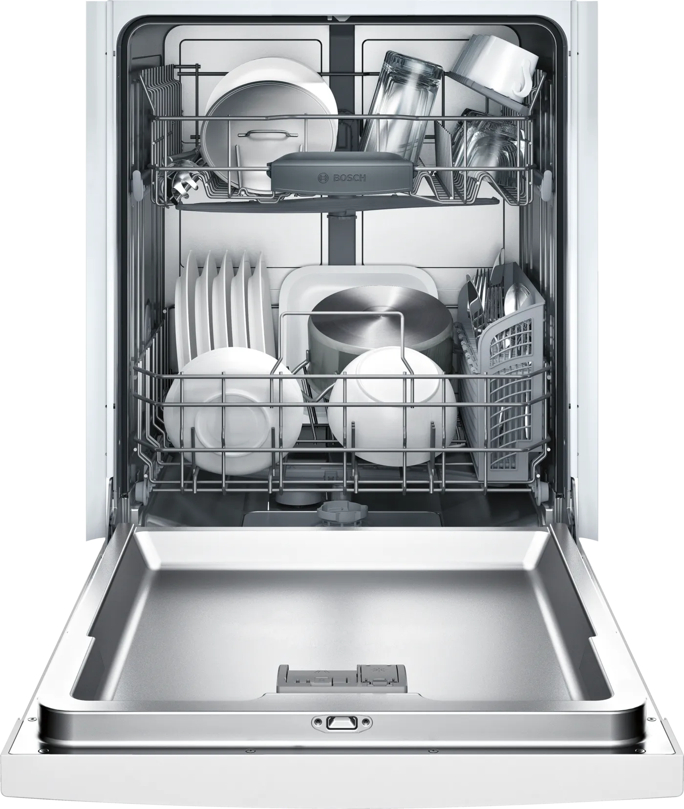Bosch -SHE3AR72UC - 100 Series 24 Inch Full Console Built-In Dishwasher with 14 Place Settings, 6 Wash Cycles, 50 dBA