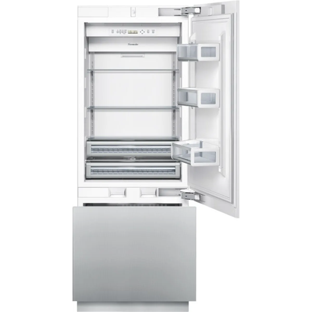 Thermador-T30BB810SS-30 Inch-16 Cu Ft Built-In Bottom-Freezer Refrigerator with Freedom Hinge, SuperFreeze, Internal Ice Maker, 16 cu. ft. Capacity