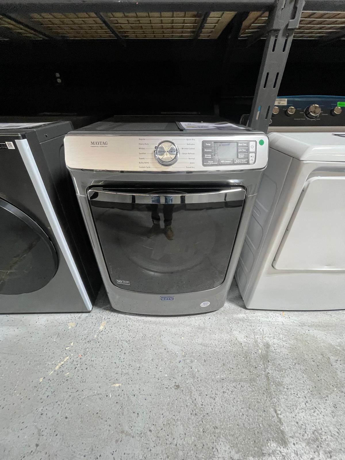 Maytag - MED8630HC - 27 Inch Electric Smart Dryer with 7.3 Cu. Ft. Capacity, Extra Power Button, Advanced Moisture Sensing Plus, Remote Start, 4 Dry Cycles, Steam Options, Quick Dry, Sanitize Cycle, ADA Compliant