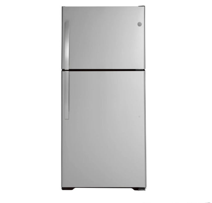 GE - GTS22KYNRFS - 21.9 Cu. Ft. Top-Freezer Refrigerator with Garage Ready Performance - Stainless Steel