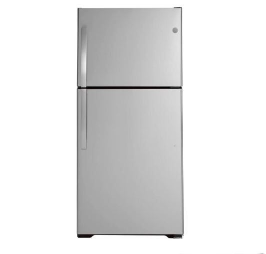 GE - GTS22KYNRFS - 21.9 Cu. Ft. Top-Freezer Refrigerator with Garage Ready Performance - Stainless Steel