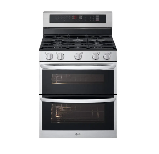 LG -LDGL6924S- 6.9 Cu. Ft. Freestanding Double Oven Gas True Convection Smart Range with EasyClean and Air Fry - Stainless Steel