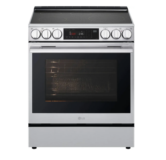LG - LSIL6336XE- 6.3 Cu. Ft. Slide-In Electric Induction True Convection Range with InstaView and Flex Control Knobs - PrintProof Stainless Steel