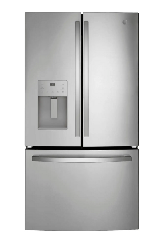 GE -GFE26JYMFS- 25.6 Cu. Ft. French Door Refrigerator with Space-Saving Ice Maker - Stainless Steel