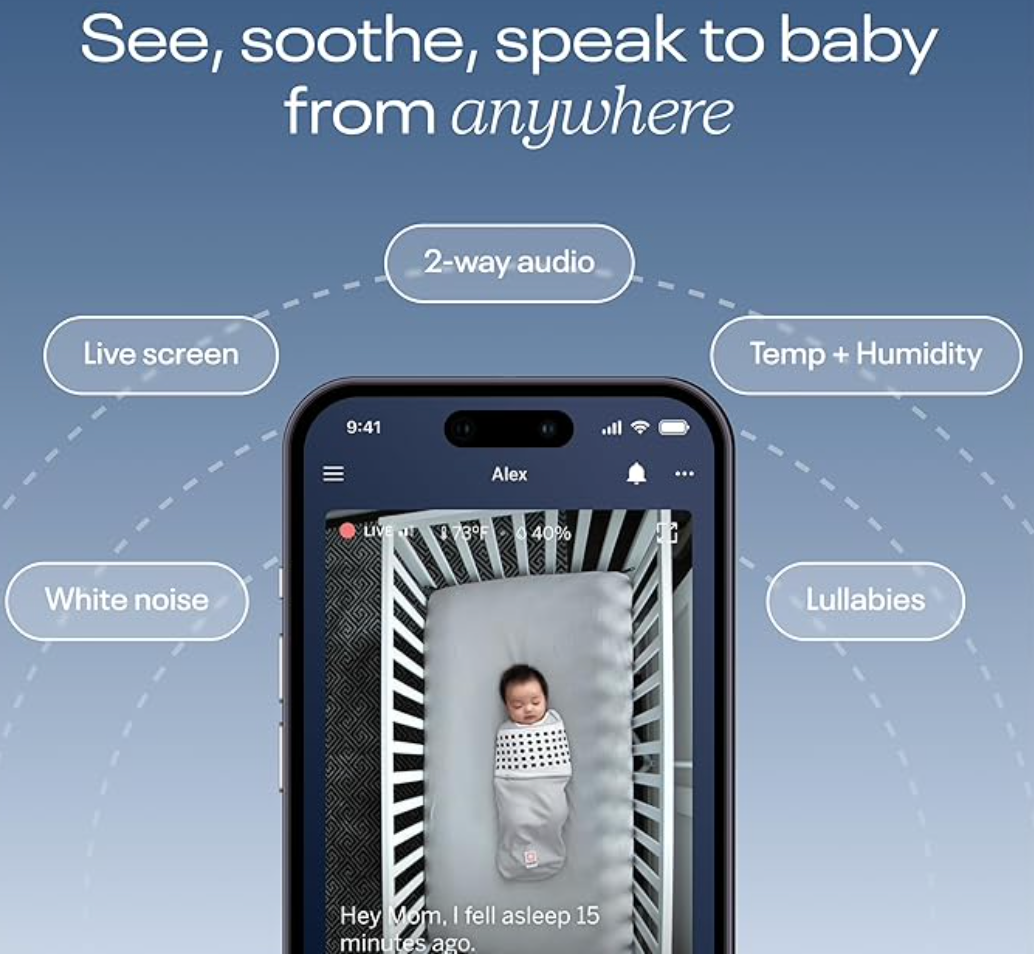 Nanit Pro Smart Baby Monitor & Floor Stand with Breathing Band, Wi-Fi Video & Sound Camera