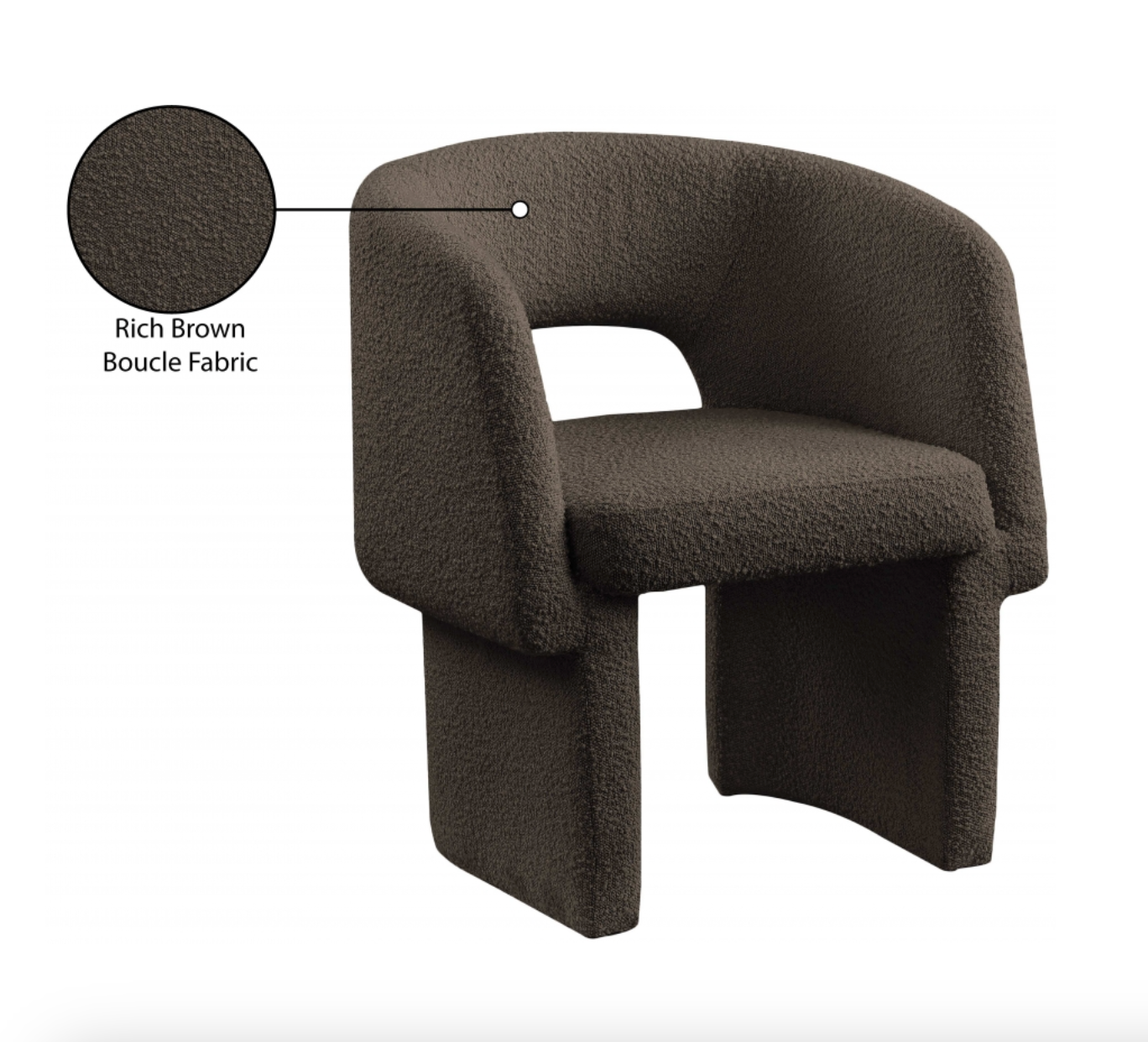 Meridian Emmet Boucle Fabric Dining Chair / Accent Chair