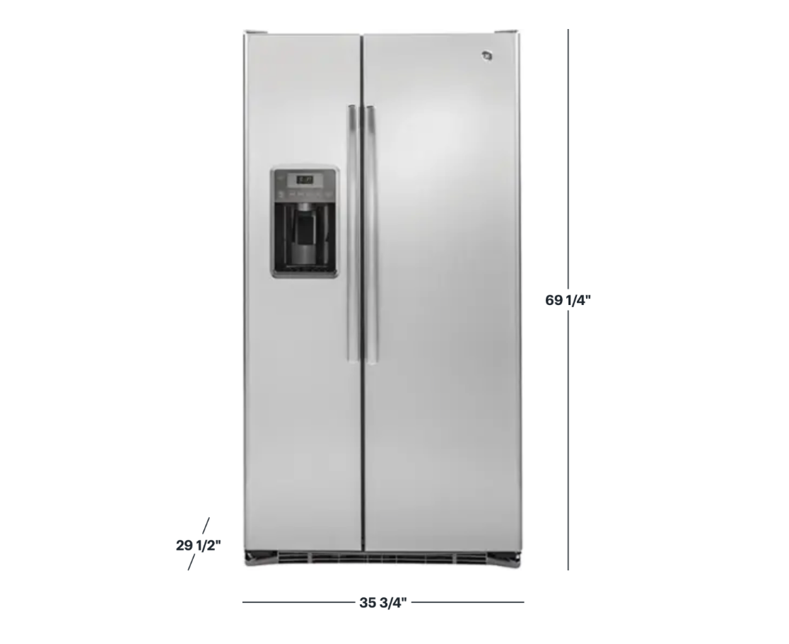 GE- GZS22DSJSS- 21.9 Cu. Ft. Side-by-Side Counter-Depth Refrigerator  - Stainless steel